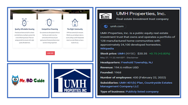 UMH Properties REITs Company Info - Mr. BD Guide